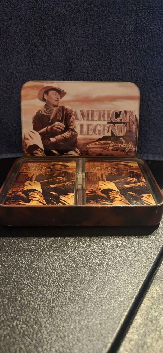 Vintage & Collectible John Wayne 2 decks of playing Sealed cards in a metal tin